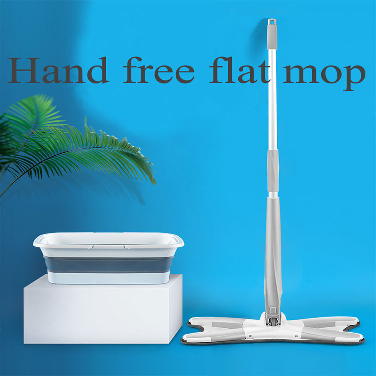 Hand free flat mop